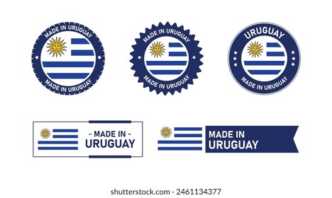 Uruguay flag, Made in Uruguay. Tag, Seal, Stamp, Flag, Icon vector