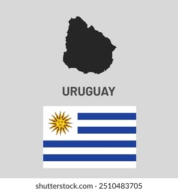 Ilustração da bandeira e do mapa do Uruguai