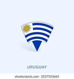 Uruguay Flag Map Pointer Design with Shadow. Vector illustrator.