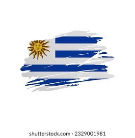 Uruguay flag - nation vector country flag trextured in grunge scratchy brush stroke.