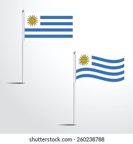 Uruguay flag normal and waving flag set | Usa abstract flag vector eps 10
