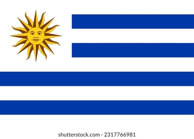 Bandera uruguaya, colores oficiales y proporción. Ilustración vectorial.