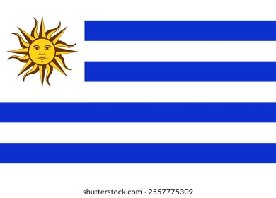 Uruguay flag, official colors and proportion correctly. National Uruguayan flag. Vector illustration