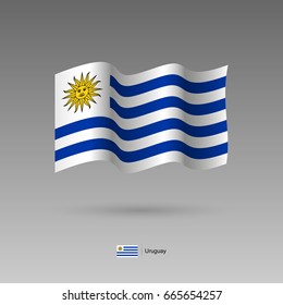 Uruguay flag. Official colors and proportion correctly. High detailed vector illustration. 3d and isometry. EPS10