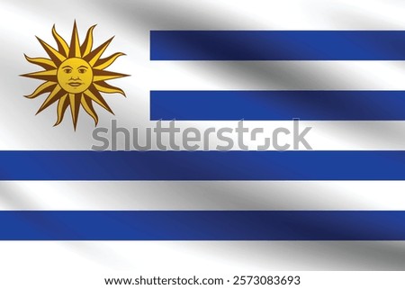 Uruguay flag official colors and proportion digital vector illustration. Pleated flag.