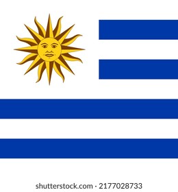 Uruguay flag, official colors. Vector illustration.