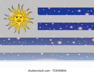 uruguay flag on christmas background