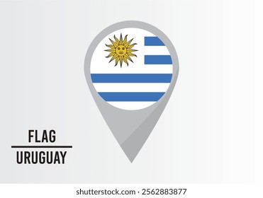 Uruguay Flag on Location Pin. vector illustration