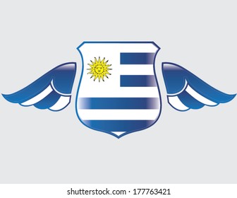 uruguay flag on shield with wings