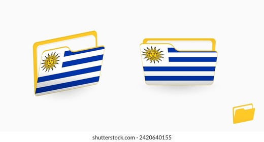 Uruguay flag on two type of folder icon. Vector illustration.