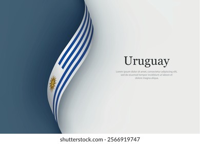 Uruguay flag on Waving ribbon. Template for independence day