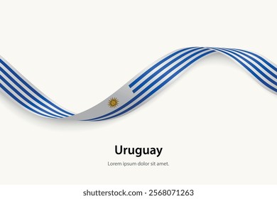 Uruguay flag on Waving ribbon. Template for independence day