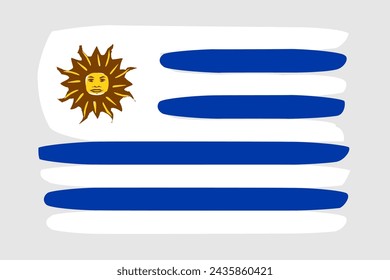 Bandera de Uruguay - ilustración vectorial de diseño pintado. Estilo de pincel vectorial