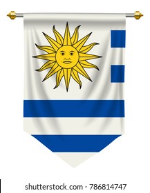 Uruguay flag or pennant isolated on white