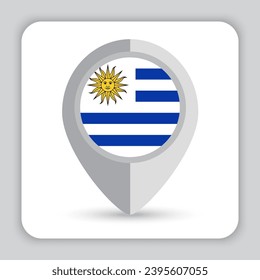 Icono de mapa de pines de bandera uruguaya