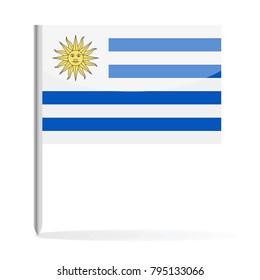 Uruguay Flag Pin Vector Icon - Illustration