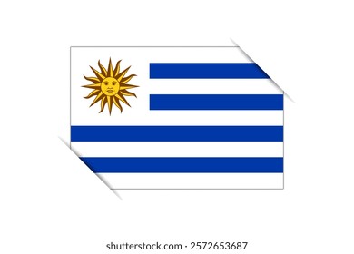 Uruguay flag - rectangle colorful flag representing a country cultural identity and heritage. The essence of national pride and unity. Attached by the corners in a paper album