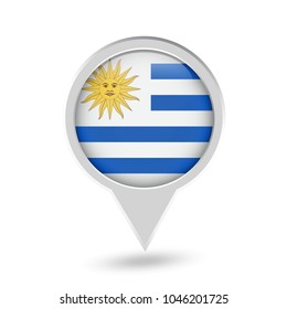 Uruguay Flag Round Pin Icon. Vector icon.