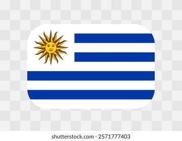 Uruguay flag - rounded rectangle colorful flag representing a country cultural identity and heritage. The essence of national pride and unity. Vector flag on transparent background.