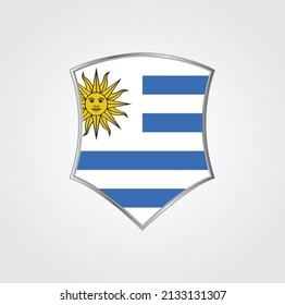 Uruguay Flag with Shield Frame. National Flag