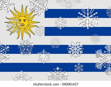uruguay flag with snowflakes