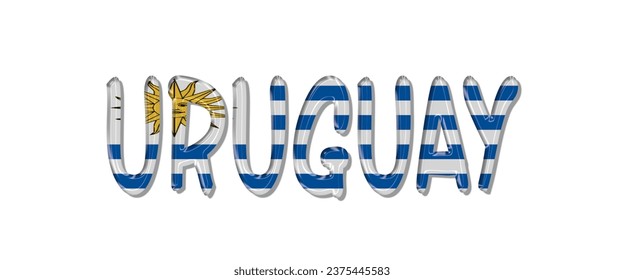 URUGUAY flag text font, 3D URUGUAY Font With Flag, 3D URUGUAY Vector illustration