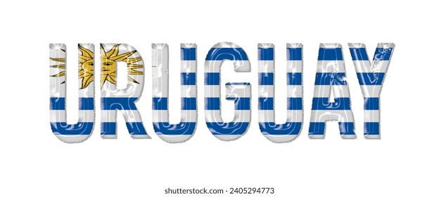 URUGUAY-Fahnentext, 3D URUGUAY-Fahnen, bunter Hintergrund, UGUAY-Flag, Vektorgrafik