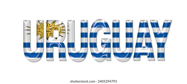Letra URUGUAY del texto del indicador, fondo coloreado del indicador URUGUAY 3D, ilustración vectorial del indicador URUGUAY
