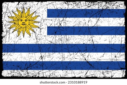 Vector de bandera de Uruguay, bandera de Uruguay en peligro de extinción
