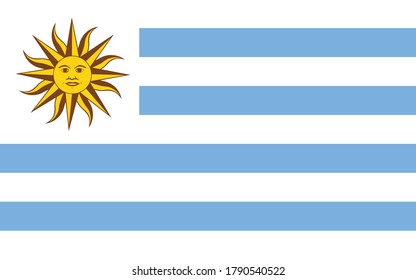 Uruguay flag vector graphic. Rectangle Uruguayan flag illustration. Uruguay country flag is a symbol of freedom, patriotism and independence.