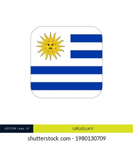 Vorlage für die Vektorgrafik-Mustervorlage der Uruguay-Flagge. Runde quadratische Form.