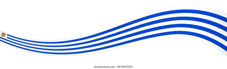 Uruguay flag wave isolated on png or transparent background vector illustration. 