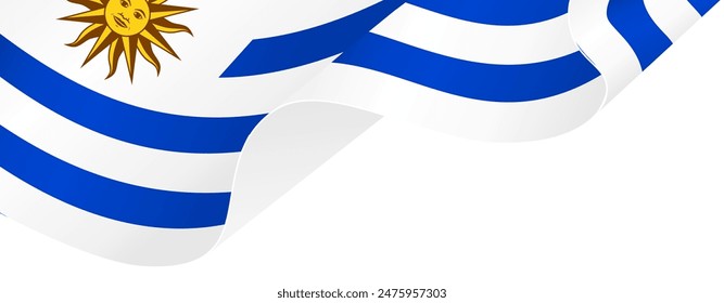 Uruguay flag wave isolated on png or transparent background vector illustration. 