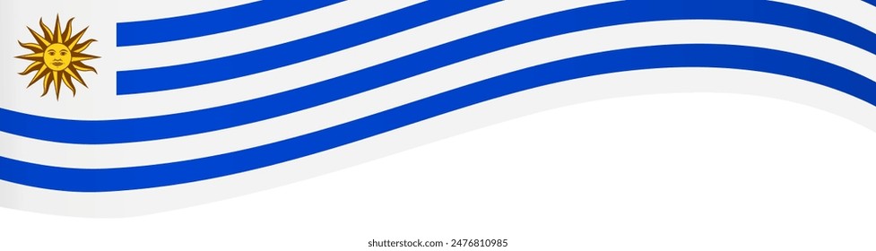 Uruguay flag wave isolated on png or transparent background vector illustration. 