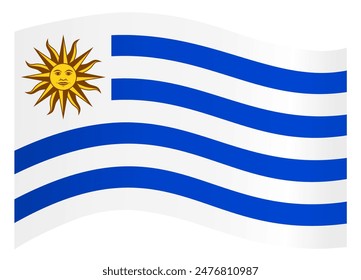 Uruguay flag wave isolated on png or transparent background vector illustration. 