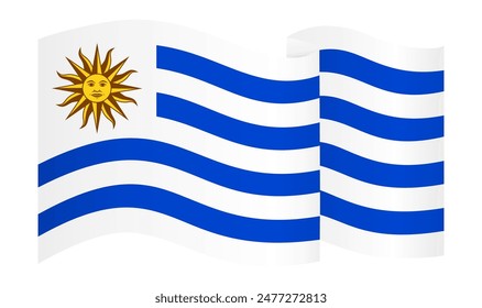 Uruguay flag wave isolated on png or transparent background vector illustration. 