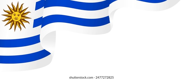 Uruguay flag wave isolated on png or transparent background vector illustration. 