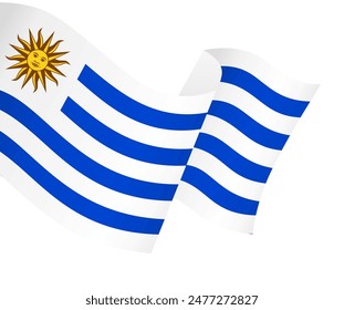 Uruguay flag wave isolated on png or transparent background vector illustration. 