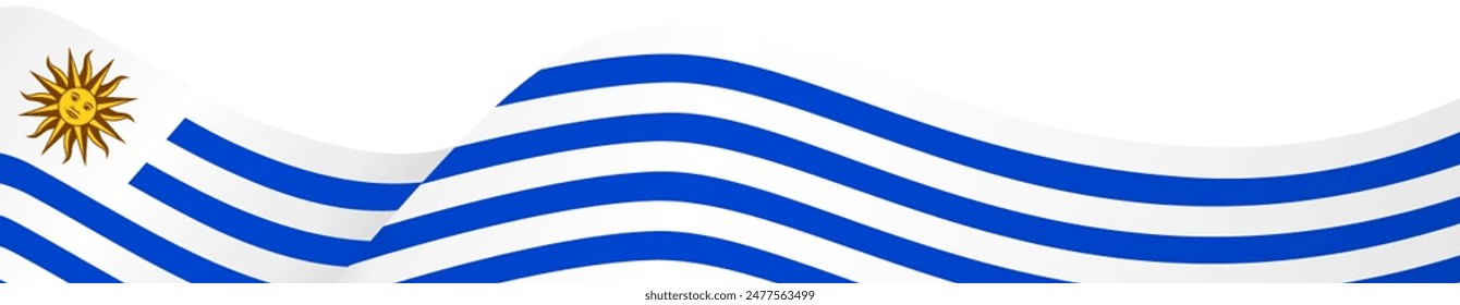 Uruguay flag wave isolated on png or transparent background vector illustration. 