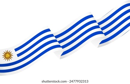 Uruguay flag wave isolated on png or transparent background vector illustration. 