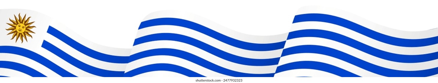 Uruguay flag wave isolated on png or transparent background vector illustration. 