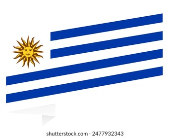 Uruguay flag wave isolated on png or transparent background vector illustration. 