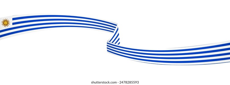 Uruguay flag wave isolated on png or transparent background vector illustration. 