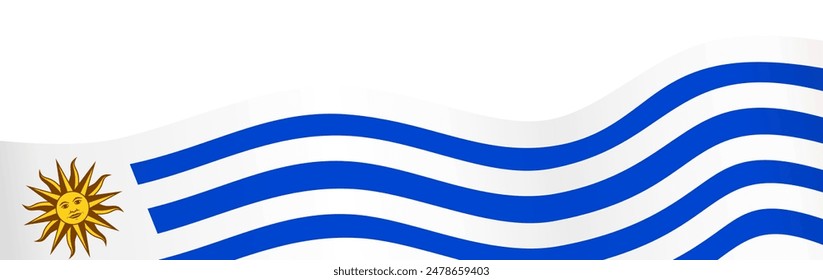 Uruguay flag wave isolated on png or transparent background vector illustration. 