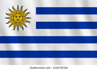 Uruguay flag with waving effect, official proportion.