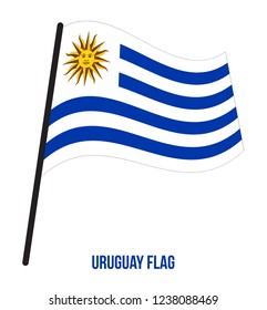 Uruguay Flag Waving Vector Illustration on White Background. Uruguay National Flag.