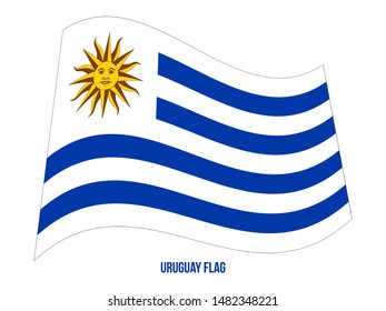 Uruguay Flag Waving Vector Illustration on White Background. Uruguay National Flag.