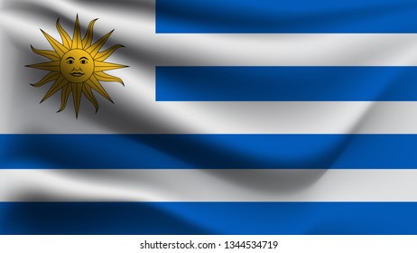Uruguay flag waving with the wind, 3D illustration