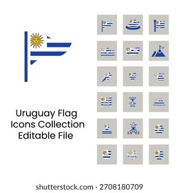 Iconos de banderas de Uruguay 18 estilos