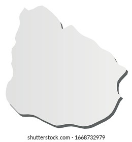 Uruguay - grey 3d-like silhouette map of country area with dropped shadow. Simple flat vector illustration.